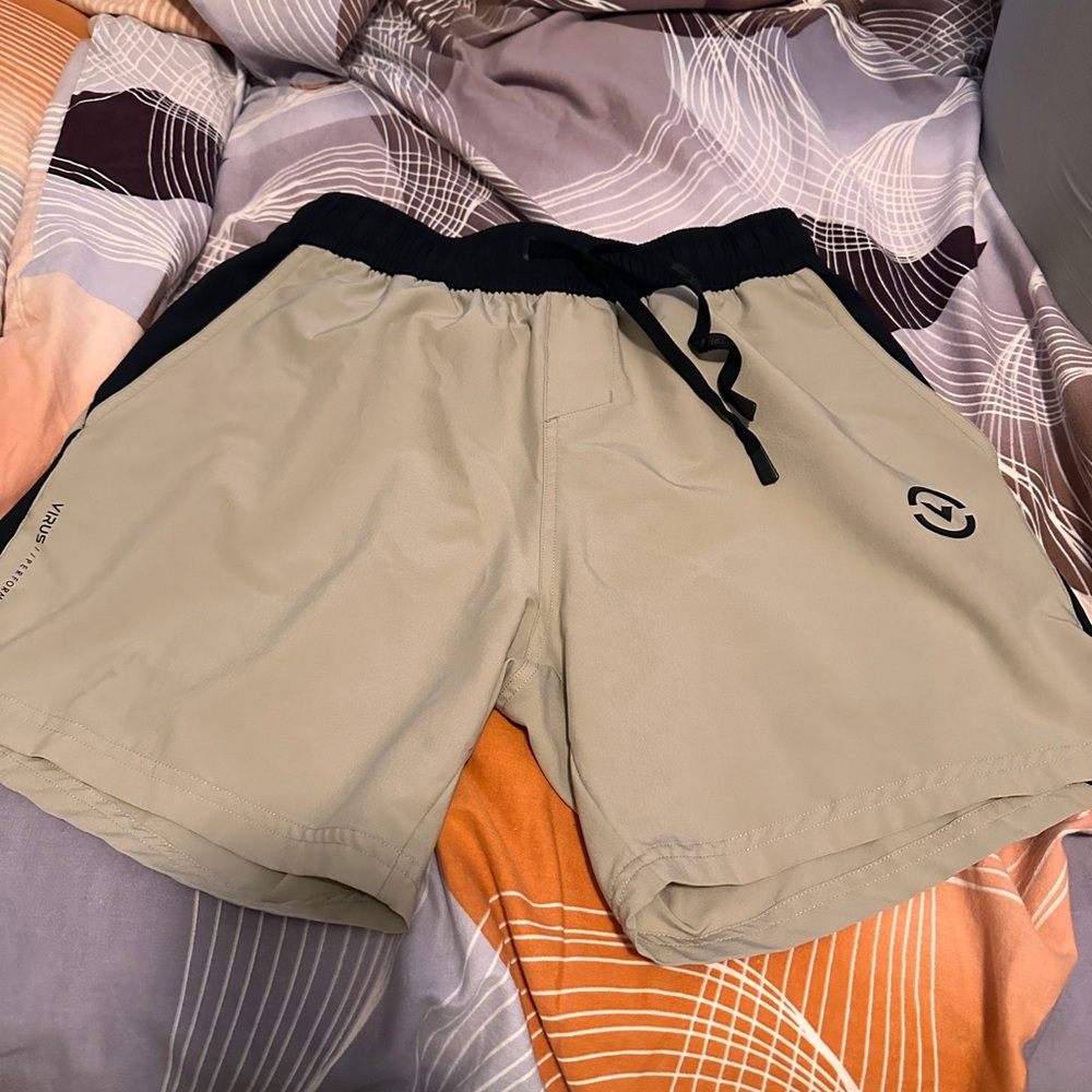 Virus Beige and Black Athletic Liner Shorts